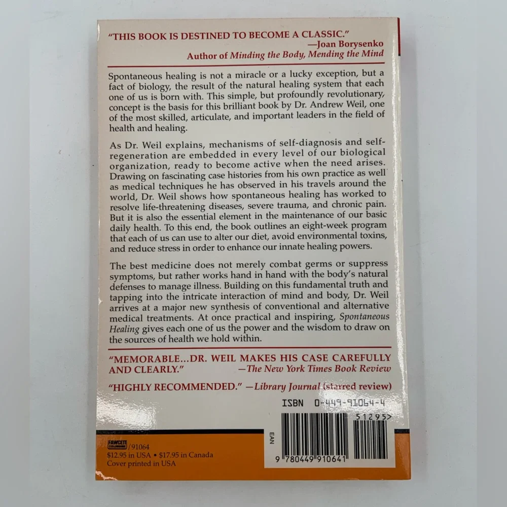 🌹New List🌹NWT Spontaneous Healing - book by Andrew Weil, M.D. -#1 NYT Bestseller - Picture 3 of 3